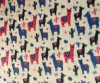 Double Sided Super Soft Cuddle Fleece Fabric Material - IVORY LLAMA